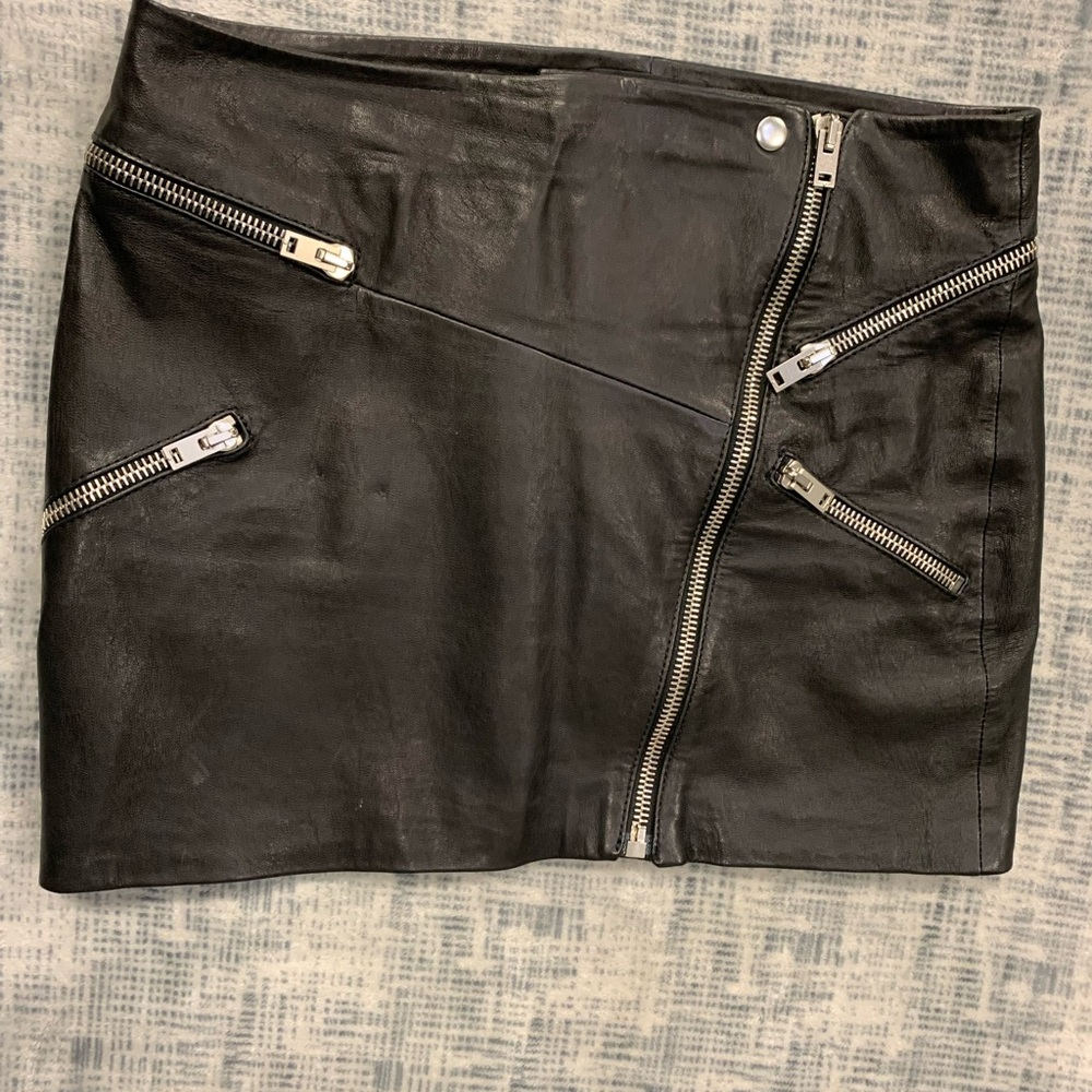 The Kooples Black Mini Skirt with Silver Zippers